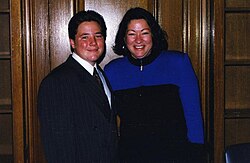 Judge Sonia Sotomayor with her godson at the United States Court of Appeals signing ceremony in 1998