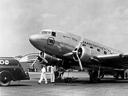 TWA Douglas DC-3 in 1940. The DC-3, often regarded as one of the most influential aircraft in the history of commercial aviation, revolutionized air travel.
