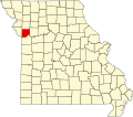 Map of Missouri highlighting Clay County