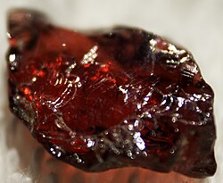 A sample showing the deep red color garnet can exhibit.