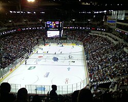 Intrust Bank Arena, home to the Wichita Thunder of the ECHL, located in downtown Wichita (2010)
