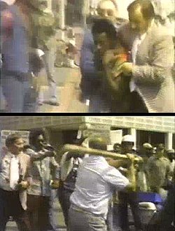 Violence at a Klan march in Mobile, Alabama, 1977