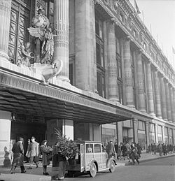 Selfridges in Oxford Street, London in wartime Britain (December 1944)