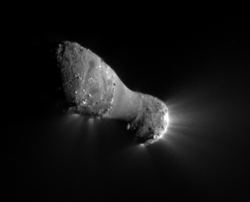 Nucleus of 103P/Hartley as imaged during a spacecraft flyby. The nucleus is about 2 km in length.