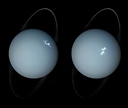 Aurorae on Uranus taken by the Space Telescope Imaging Spectrograph (STIS) installed on Hubble.[146]