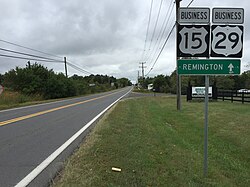 View south along US 15 Bus. and US 29 Bus. south of US 15/US 29 just north of Remington