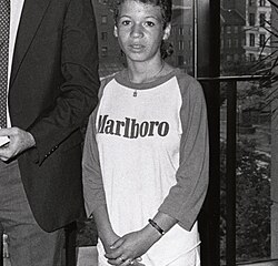 Young girl wearing a Marlboro shirt in the 1980s
