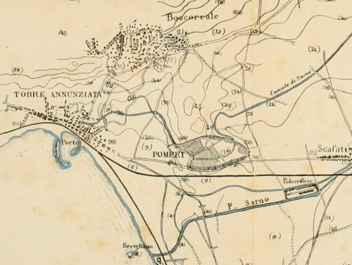 Plan of Fontana's aqueduct through Pompeii