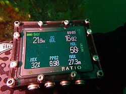 Ratio iX3M gps dive computer normal display during dive