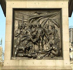 Watson's depiction of the Battle of Cape St Vincent on Nelson's Column.