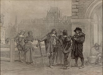 A scene of Desargues, Mersenne, Pascal, and Descartes