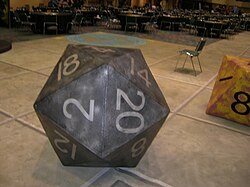 A colossal D20 and nearly-as-colossal D8 at Gen Con 2007