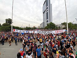 Protesters in Plaza Baquedano on 8 November