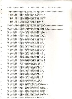 An extract of MAD's connection log from 1986 shows the frequency of connections worldwide.