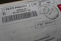 Barcoded parcel