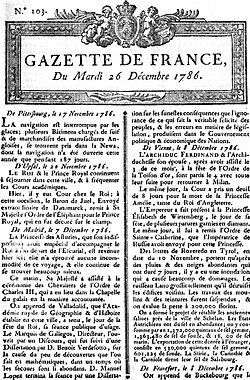 La Gazette, 26 December 1786