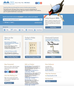 The Biodiversity Heritage Library website, an example of a digital library