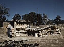 Dugout home from a homestead near Pie Town, New Mexico, 1940