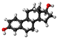 A ball-and-stick model of estradiol.