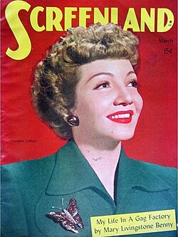 Colbert on Screenland cover before release of Guest Wife (1945)