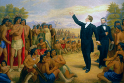 "Joseph Smith Preaching to the Indians" (1890): Painting of Joseph Smith preaching to a group of Native Americans