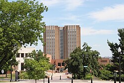 Kent State University Library via Esplanade, which extends from College Towers Apartments to the downtown area of Kent
