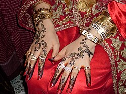 Henna on the hands of a bride in Tunisia