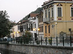 Neoclassical houses at the shoreline of Sakoulevas river, Florina.