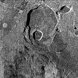 SAR amplitude image of Kīlauea (NASA/JPL-Caltech)