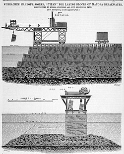 Parkes' Titan and the Manora breakwater, Karachi