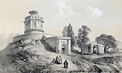 1840 drawing of a gunpowder magazine near Tehran, Persia. Gunpowder was extensively used in the Naderian Wars.