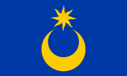 The City Flag of Portsmouth, derived from the Medieval arms of Isaac Komnenos of Cyprus.