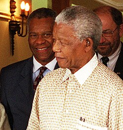 Lewis with former President of South Africa Nelson Mandela in 2000