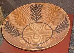 Kumeyaay coiled basket, woven by Celestine Lachapa, 19th century, San Diego Museum of Us