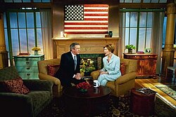 Charlie Gibson interviewing First Lady Laura Bush in 2004