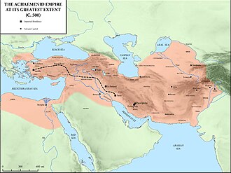 The Achaemenid Empire, or the First Persian Empire, at its greatest extent