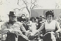 With stuntwoman Roxanne Tunis on the Rawhide set, circa 1959