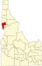 Map of Idaho highlighting Nez Perce County