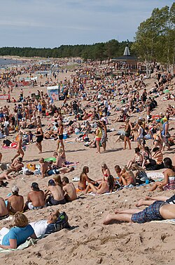 Sun bathers in Finland