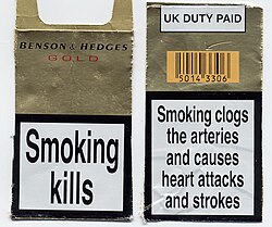 Many governments now require tobacco packaging to carry health warnings.